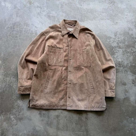 The Unbranded Brand Other - Vintage 90's mocha brown suede leather button up over shirt  size XL perry ellis